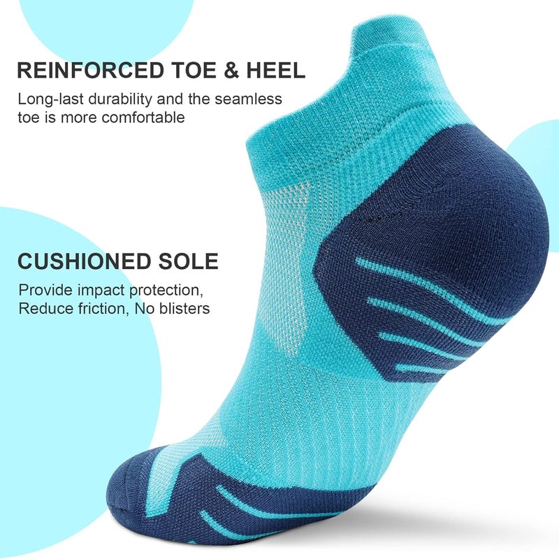 PAPLUS 6 Pairs Ankle Compression Socks for Women, Cushioned Running Socks with Arch Support, Low Cut, Targeted Compression - Image 5